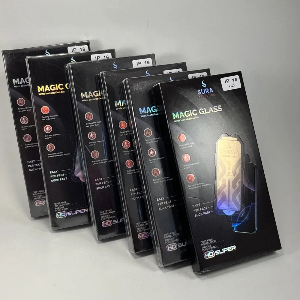 iPhone 16 HD Glass Screen Protector & Installation Kit Lot Of 6 Magic Glass Sura